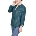 thumbnail image 2 of Petite Long Sleeve Foil Striped Blouse, 2 of 3