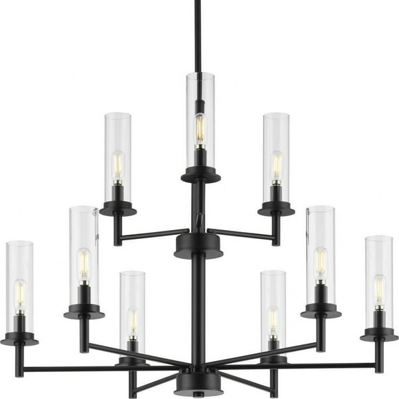 P400252-031-Progress Lighting-Kellwyn - 9 Light Chandelier-Matte Black Finish    -Traditional Installation