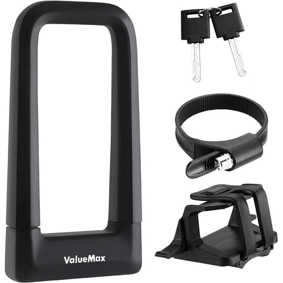 ValueMax 17mm Heavy Duty Bike U-Lock with Sturdy Mounting Bracket and Keys, Anti Theft U-Lock for Bicycles/Motorcycles/Scooters/Collapsible Doors, Black Color