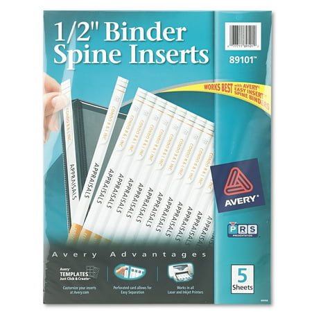 avery binder spine inserts 1 2 spine width 16 inserts sheet 5