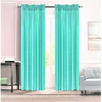 MR2 Mint 2-PC Set rod pocket faux silk window curtain treatment set of two 2 solid semi sheer voile panels 55" W x 95" L (Each)