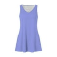 thumbnail image 6 of FAIWAD Women's V Neck Tank Dress Casual Summer Beach Sundress Sleeveless Tunic Mini T-Shirt Dress with Pockets, 6 of 7