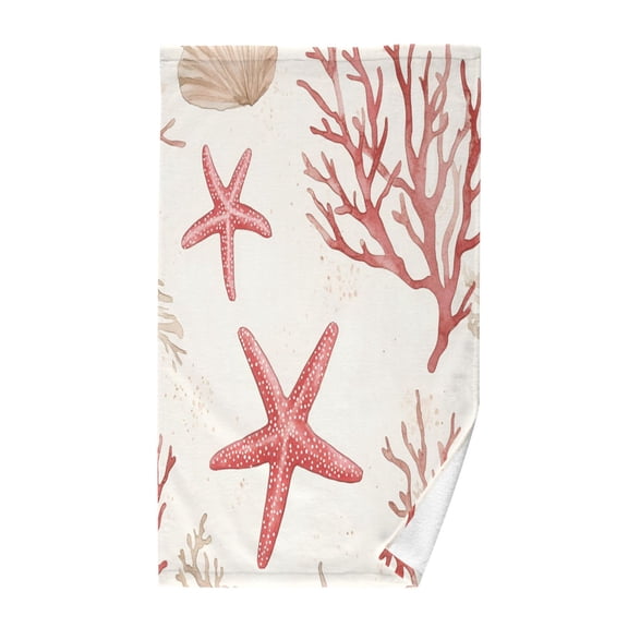 Yayeee 100% Cotton Hand Towels for Bathroom 16" x 28" Soft Absorbent Kitchen Towel, White Starfish