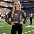 thumbnail image 5 of Cropped Sweatshirt for Women Football Graphic Crewneck Long Sleeve Drop Shoulder Loose Fit Game Day Clothes Sporty Fashion Short Length Top, 5 of 5