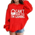 thumbnail image 4 of Gelikeya Funny Can't Hear You I'm Gaming Hoodies for Girls Cute Casual Sweatshirt Long Sleeve Pullover Shirts 3-12Y (Red, 4-5 Years), 4 of 5