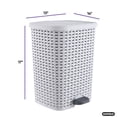 thumbnail image 2 of Superio 6.8 Gallon Wicker Step On Trash Can with Foot Pedal – Outdoor and Indoor Trash Can, Waste Basket for Bathroom, Kitchen, Office, Patio, or Backyard – White Smoke, 2 of 3