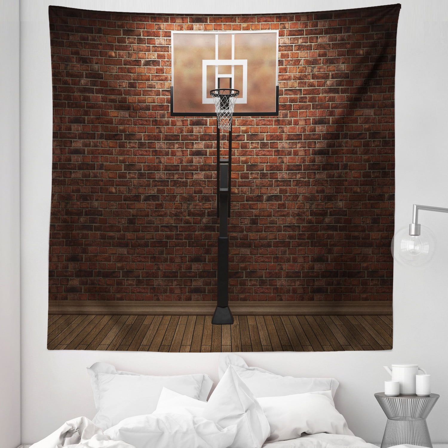 Brown Tapestry, Old Brick Wall and Basketball Hoop Rim Indoor Training  Exercising Stadium Picture, Fabric Wall Hanging Decor for Bedroom Living  Room Dorm, Sizes, Brown, by Ambesonne
