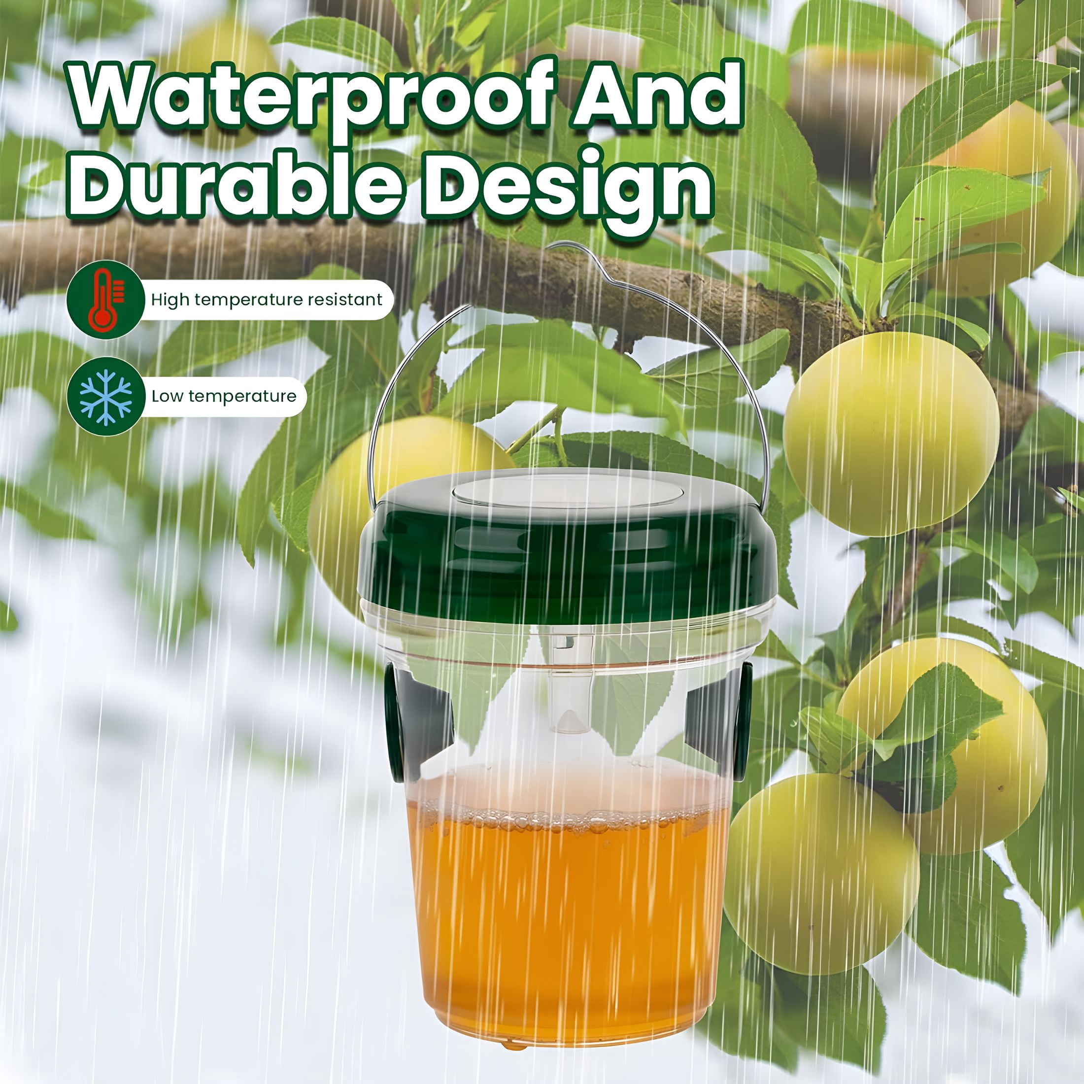 QARUN Wasp Traps Outdoor Hanging, Hornet Trap with Solar Power, Double Attraction, Suitable for Outdoor, Orchard, Garden
