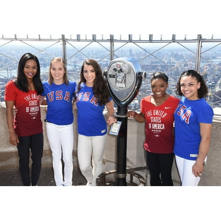Gabby Douglas Madison Kocian Aly Raisman Simone Biles Laurie Hernandez At A Public Appearance For Final Five US WomenS Gymnastics Olympic Team Visits Empire State Building Empire State Building New (Best States To Visit In The Us)