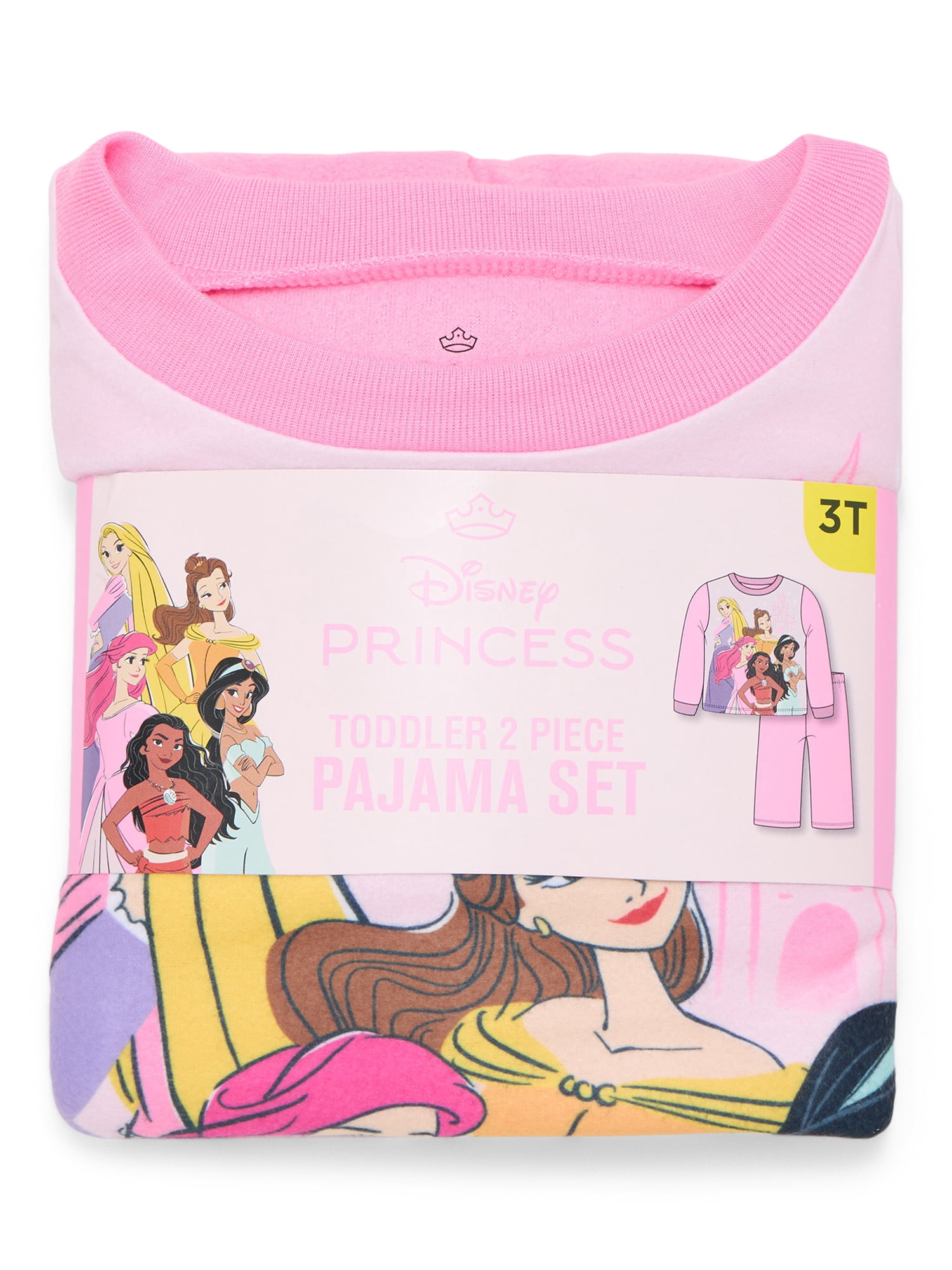 Disney Princess Toddler Girls Long Sleeve Top and Pants Pajama Set, 2-Piece, Sizes 12M-5T