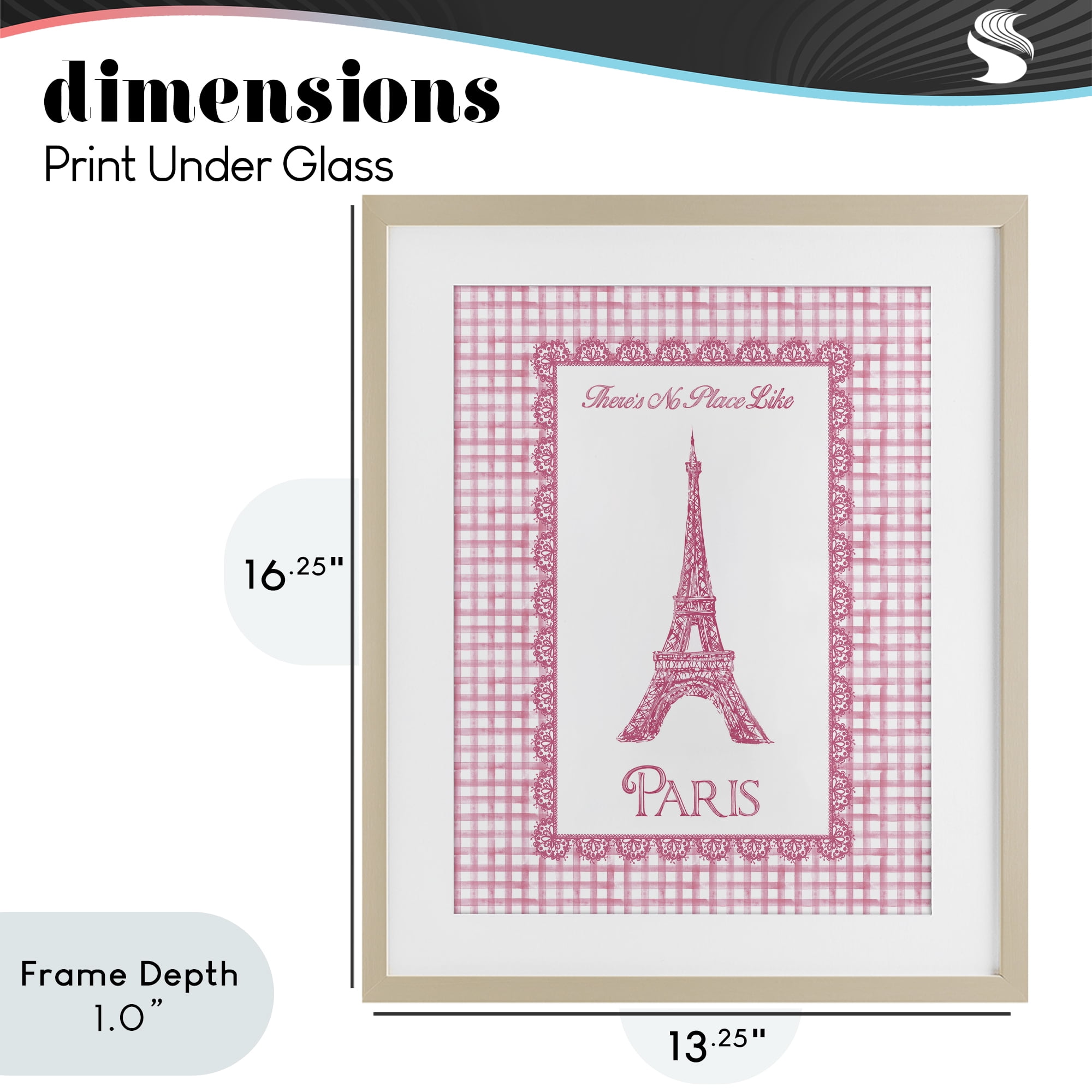 Stupell Industries No Place Like Paris Pink Lace Birch Framed Print Under Glass, design by Conrad Knutsen