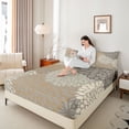 thumbnail image 4 of Homewish Aztec Dahlia Full Size Sheets,Boho Bohemain Floral Bed Sheets,Brown Gray Sheet Sets For Teens,Luxury Bedroom Decor,4pcs, 4 of 7