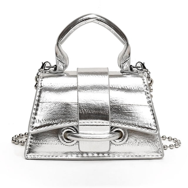 Monedero FALETO Mini Silver de Cuero Vegano para Mujer Y2K