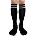 thumbnail image 3 of COUVER Women's Cotton 2 Striped Knee High Fashion Tube Socks, Black / White, 1 Pair, 3 of 8