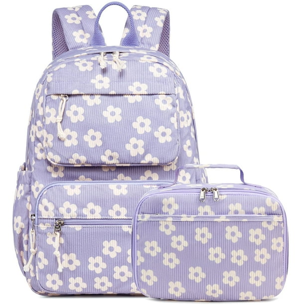 Mochila Bluboon para Niñas 31x16x42 cm Set con Lonchera de Pana