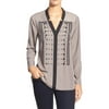 NIC+ZOE Womens Studded Blouse Black Medium V neck Top Brown M