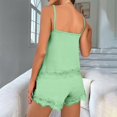 thumbnail image 4 of VISALY Short Pajama Set for Women Plus Size Loungewear Lace Camisole Tank Tops Summer Sleeveless Vest Ribbed Nightwear Soft Sleepwear Leisure Suit Matching Pajama Set Green S, 4 of 5