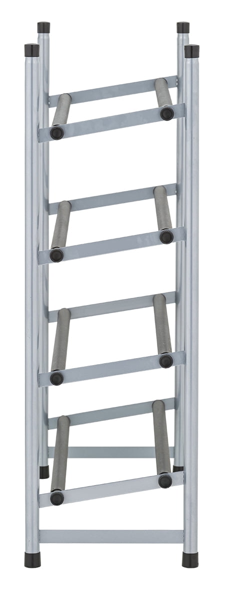 Mainstays 4-Tier Expandable Stackable Closet Storage Shoe Rack Organizer Shelf, Up to 20 Pairs, Metal, Black, Silver