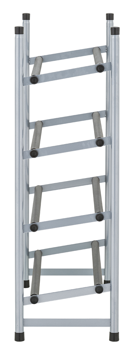 MAINSTAYS 4-TIER EXPANDABLE STACKABLE CLOSET STORAGE SHOE RACK ORGANIZER SHELF, UP TO 20 PAIRS, METAL, BLACK, SILVER