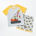 thumbnail image 2 of Toddler Boys 2-Piece Summer Sleepwear Set Cotton Excavator Shirt Shorts Kids Outfit, 2 of 8