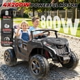 thumbnail image 3 of TOKTOO 24 Volt Ride on Toy for Big Kids, 24V Ride Ons with 4 Power EVA Wheels, 24V 2 Seater Battery Powered Ride on UTV Car, 4WD, 800W, 5.1 Mph, Kid Electric Car with Remote Control, Aged 3-8Y, Black, 3 of 8
