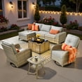 thumbnail image 3 of Ovios 8 Pieces Wicker Patio Furniture Sets Outdoor Conversation Sectional Sofa with Swivel Chairs & Solar Light Table, 3 of 10