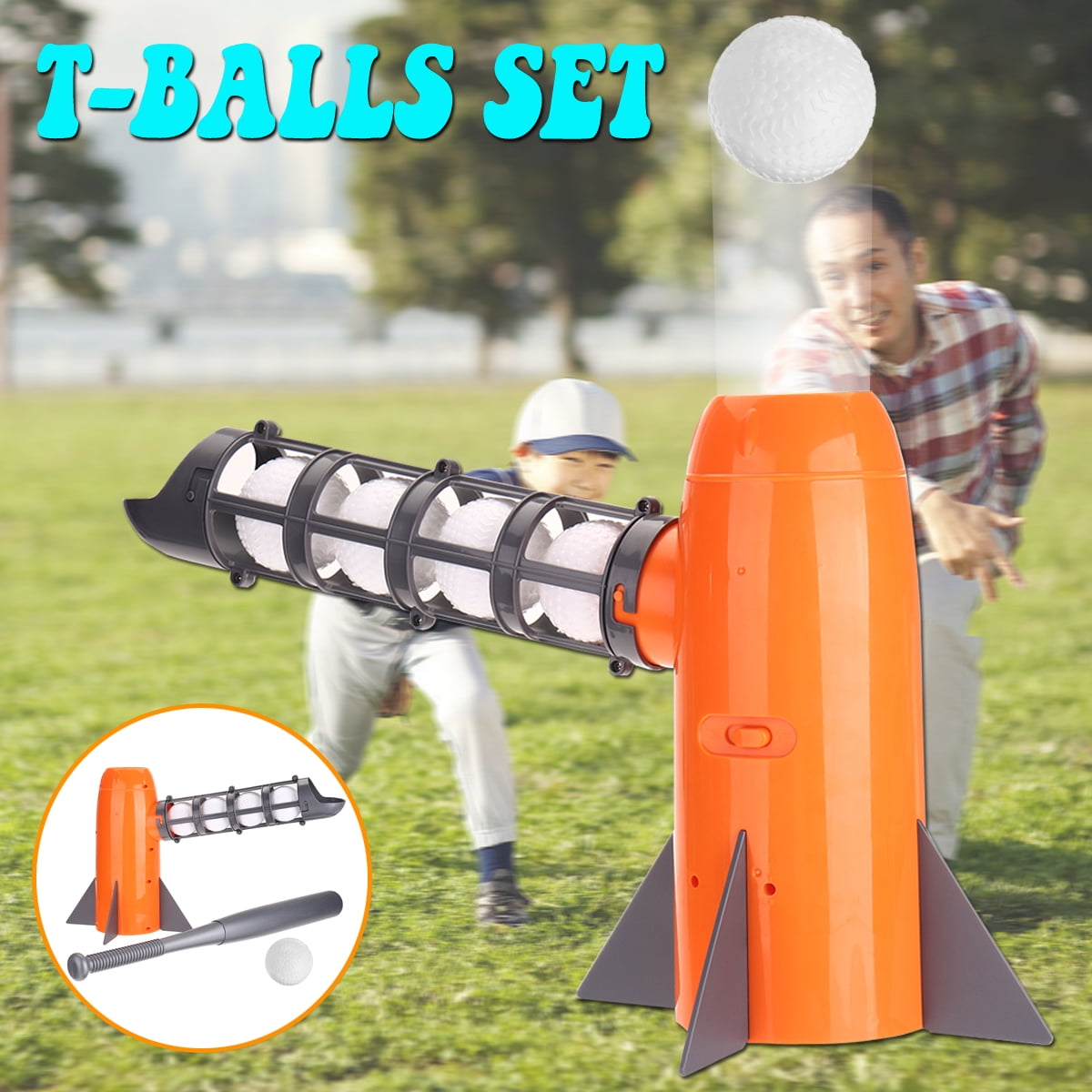 Kids Baseball Toys T Balls Pitcher Set Automatic Pitching Machine Boys Exercise Training Sport Yard Game Indoor Outdoor Birthday Gift for 5 6 7 Year Old Toddler Child Color May Vary Ball Launcher 