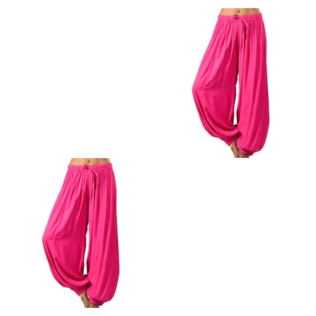 Pantalones de pierna ancha para descansar Qarigey Pantalones deportivos Tallas grandes Yoga Ropa de playa Rosa roja L 2Conjunto