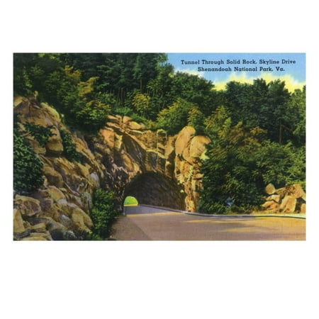 Rock Solid Imports Shenandoah National Park, Virginia, Skyline Drive View of Tunnel through Solid Rock Print Wall Art By Lantern Press ()