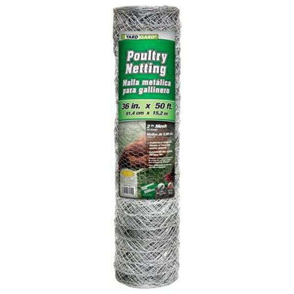YardGard 308475B Galvanized Poultry Netting, 2-In. Mesh, 36-In. x 50-Ft. - Quantity 6