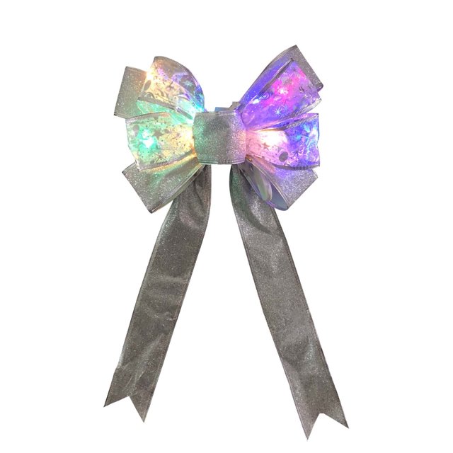 Pompotops 2023 New Christmas Luminous Bow Christmas Tree Diy Decorative Pendant LED Double Layer With Light Ribbon Bow Clearance