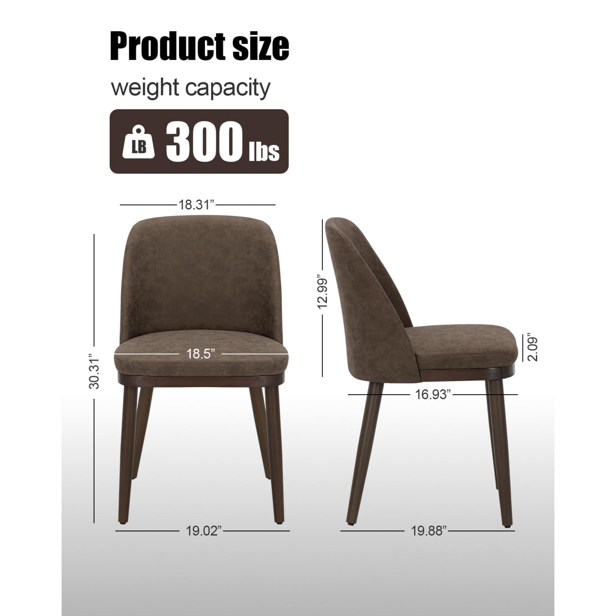EOP Modern Upholstered Dining Chairs Set of 6, Wooden Dining Side Chairs with Curved Backrest, Armless Kitchen Chairs for Dining Room & Restaurant, Dark Brown