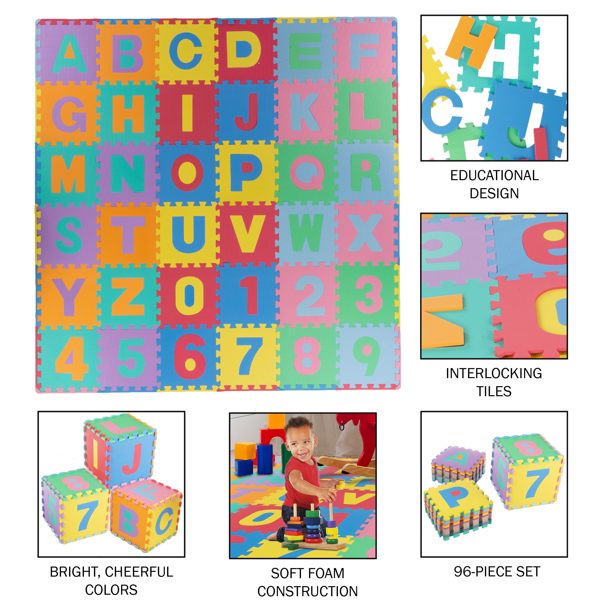 Trademark Games Kids' 96-Piece Foam Floor Puzzle Play Mat (Multicolored)