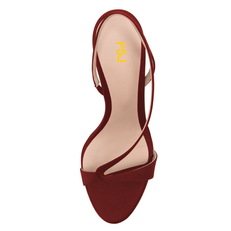 red strappy dress shoes Amazon.com | RIBONGZ Red Strappy High Heels for Women Heeled Sandals Square Open Toe Ankle Strap Chunky Wedding Bridal Prom Shoes Block High Heels for Party Dress 9