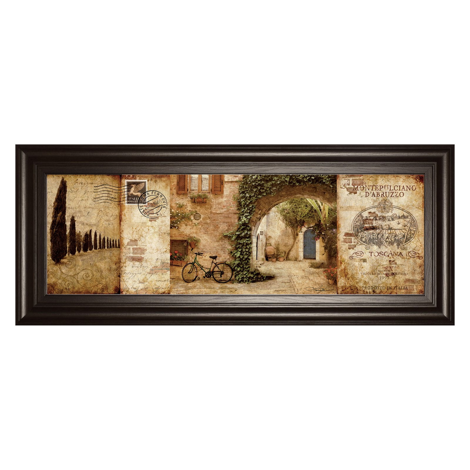 Classy Art Tuscan Courtyard Framed Wall 42w X 18h In