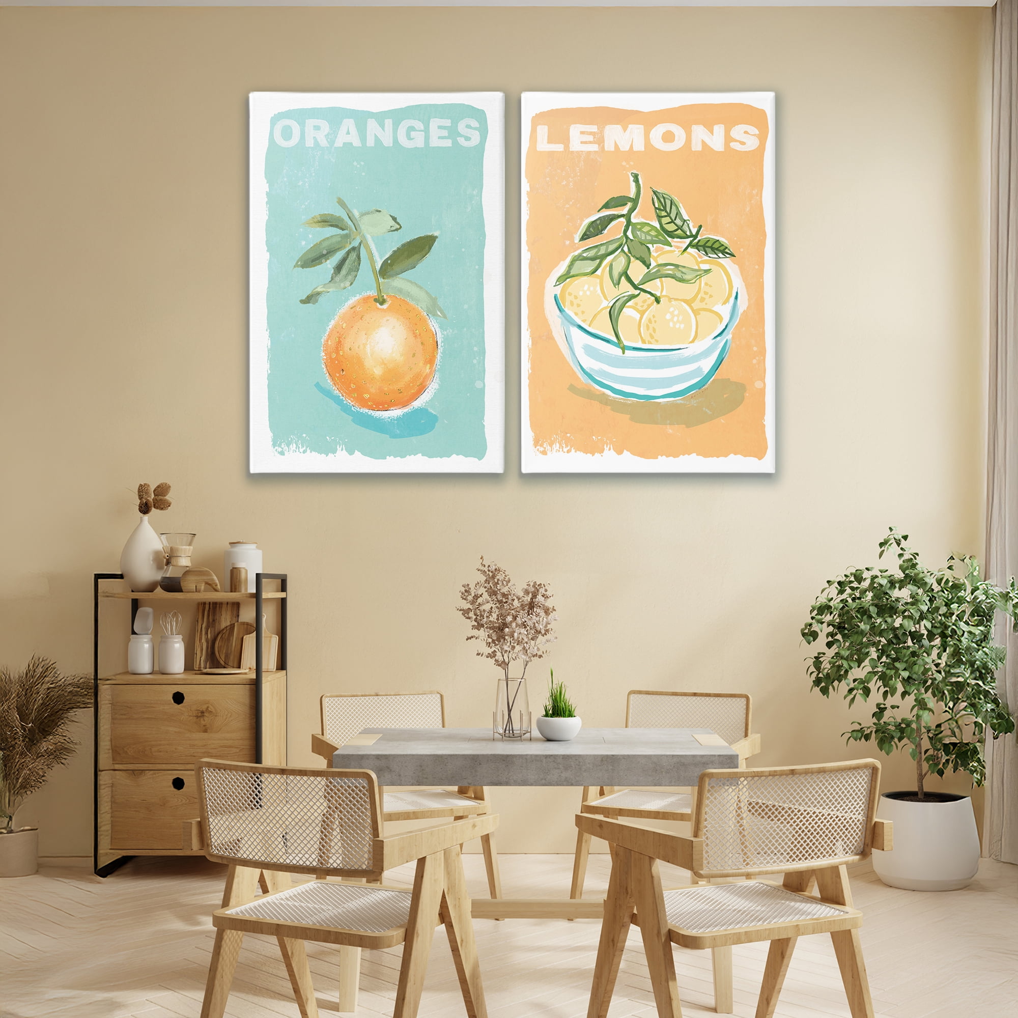 Stupell Industries Citrus Twist Motif 2 Piece Canvas Wall Art Set, design by Chad Barrett