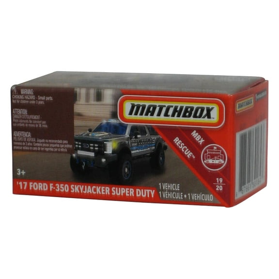 Matchbox MBX Rescue 19/20 (2019) Power Grabs Box Silver '17 F-350 Skyjacker Super Duty Police Truck Toy 50/100