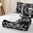 thumbnail image 4 of Castle Fairy Gothic Skull Chain Frame Twin Quilt Set,Baroque Swirl Floral Border Twin Coverlet Set,White Black, 4 of 7