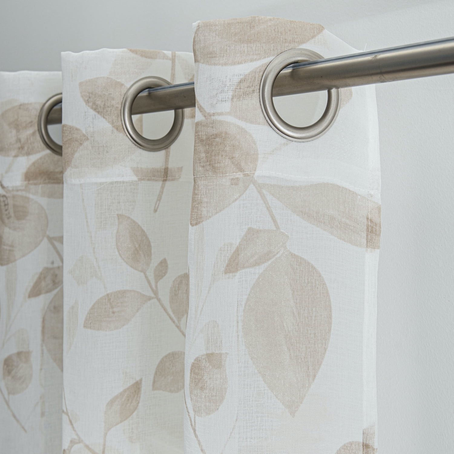 Leaf Vine Leaf Printed Sheer 76" x 96" Window Panel Pair in Linen
