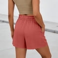 thumbnail image 5 of Womens Summer Elastic Waist Drawstring Shorts Ruffle Waist High Waisted Wide Leg Casual Beach Shorts with Pockets Watermelon Red, 5 of 8