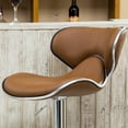thumbnail image 2 of Masaccio 2-Pc Camel Faux Leather Swivel Bar Stools with Chrome Base, Adjustable Airlift Seat &amp; Footrest - Perfect for Kitchen Island, Home Bar, Counter Height - 17.75"W x 21.25"D x 34"-42.5"H, 2 of 6