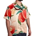 thumbnail image 2 of Peach Men's Casual Printed Poplin Short Sleeve Button Down Beach Shirt with Spread Collar Top, 2 of 6