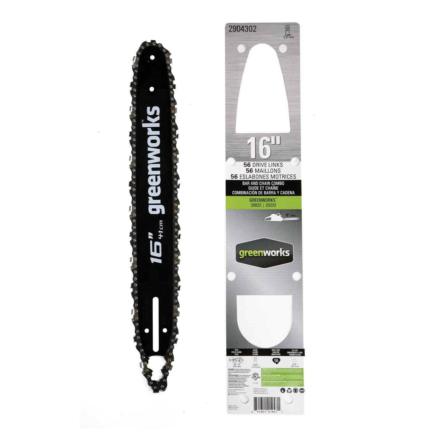 Greenworks 16Inch Chainsaw Bar and Chain Combo 2904302