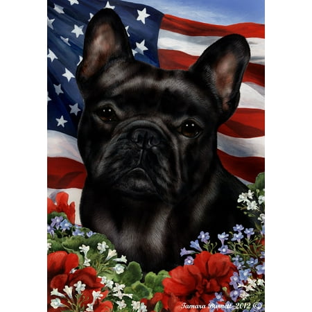 French Bulldog Black - Best of Breed Patriotic I Garden Flags