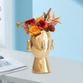 thumbnail image 4 of Jarrón de cerámica, contenedor de flores secas, soporte de planta abstracto, maceta para pequeña sala, estantería , decoración de 235x16cm oro Macarena Jarrón de ceramica, 4 of 8