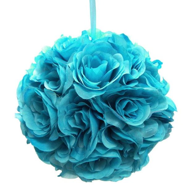 Silk Flower Kissing Balls Wedding Centerpiece, 10Inch, Turquoise