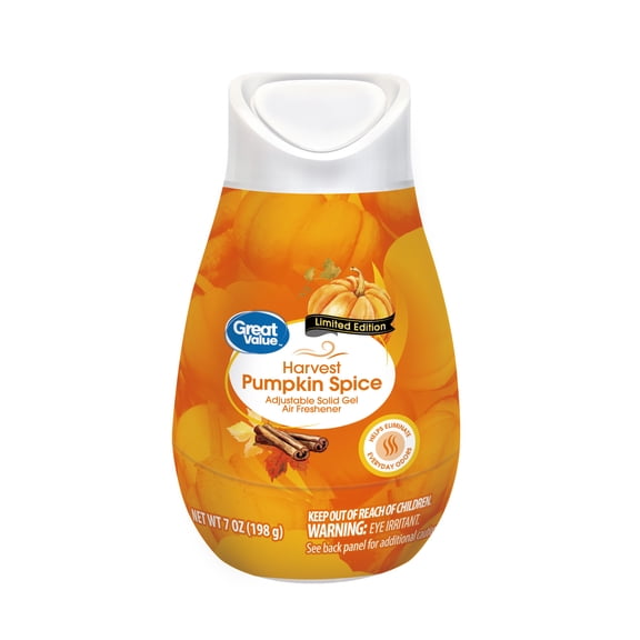 Great Value Adjustable Solid Gel Air Freshener, Harvest Pumpkin Spice, 7 oz