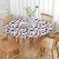 thumbnail image 3 of Red White Blue Baseballs and Stars Pattern Round Fitted Tablecloth with Elastic Edge,Dining Table Cover Waterproof,Outdoor Round Tablecloth for Camping,Dining,Indoor and Outdoor, 3 of 7