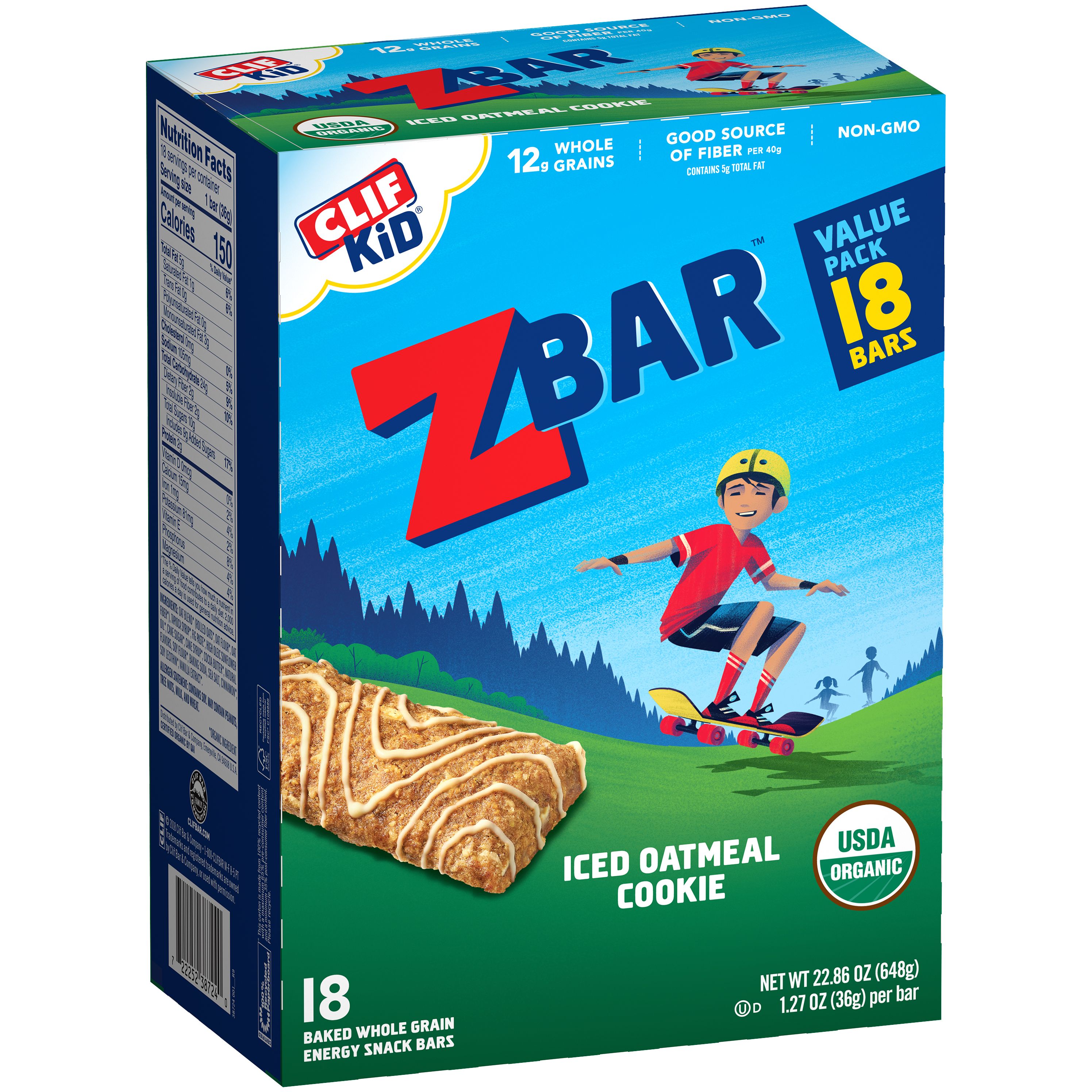 CLIF Kid Zbar Organic Granola Bars, Kids Snacks, Iced Oatmeal Cookie