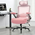 thumbnail image 6 of WOSDOM Big and Tall Mesh Office Desk Chair 500 lb, Ergonomic Executive Chair with 3D Flip up Arms, Heavy Duty Computer Chair, Adjustable Lumbar Support, Pink, 6 of 9